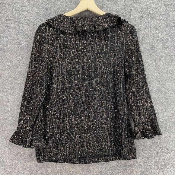 Metaphor Blouse Women L Large Black Striped V-Neck Long Sleeve Pullover Casual - Picture 2 of 9